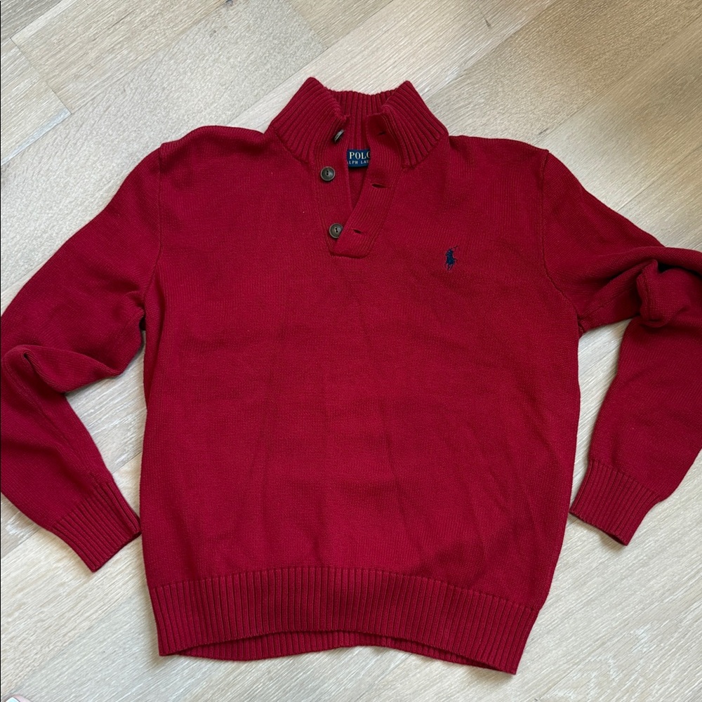 Polo by Ralph Lauren Men's Red Shawl-Collar Zip-Style Knit Sweater